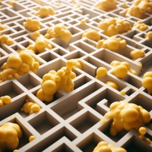 Slime molds in a maze