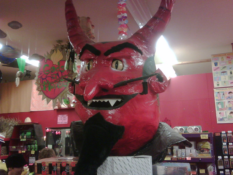 Giant paper-mache devil head