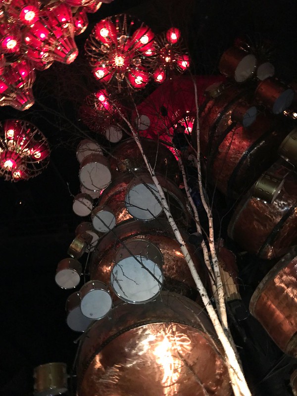 Red lamps and drums. House on the Rock in Wisconsin