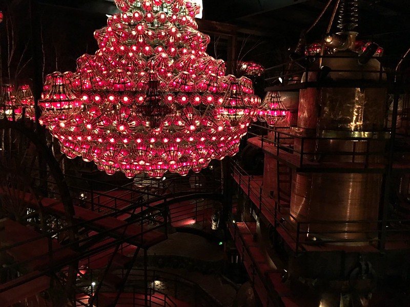 Red chandelier. House on the Rock in Wisconsin